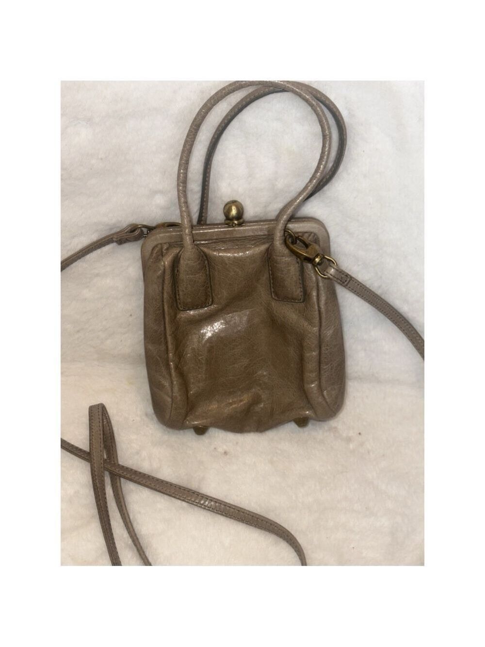 HOBO INTERNATIONAL LEATHER CROSSBODY BAG PURSE taupe